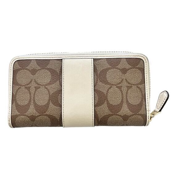 Coach Canvas Long Slim Zip Wallet F54630 Monogram Light Khaki/Chalk - Picture 2 of 8